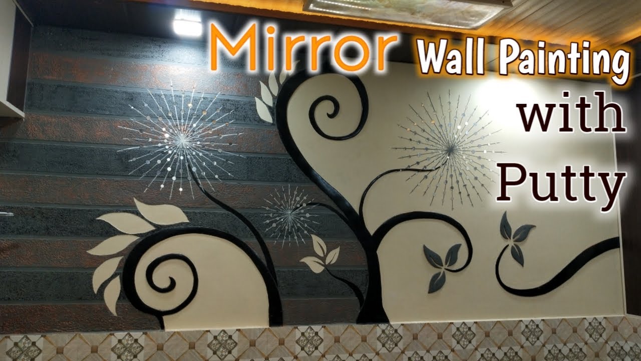 Mirror Wall Painting with Putty and Texture Design
