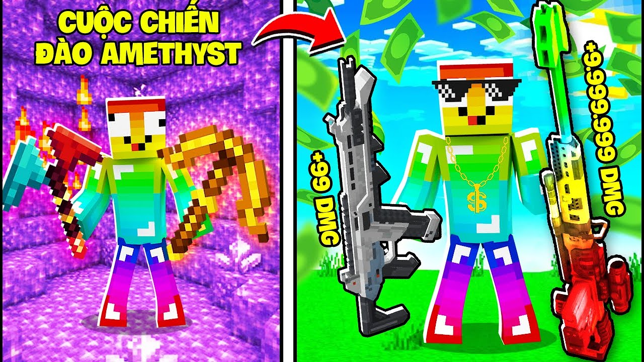 MINI GAME : CUỘC CHIẾN ĐÀO AMETHYST ** NOOB MUA KHẨU SÚNG VÔ CỰC SỨC MẠNH VIP NHẤT