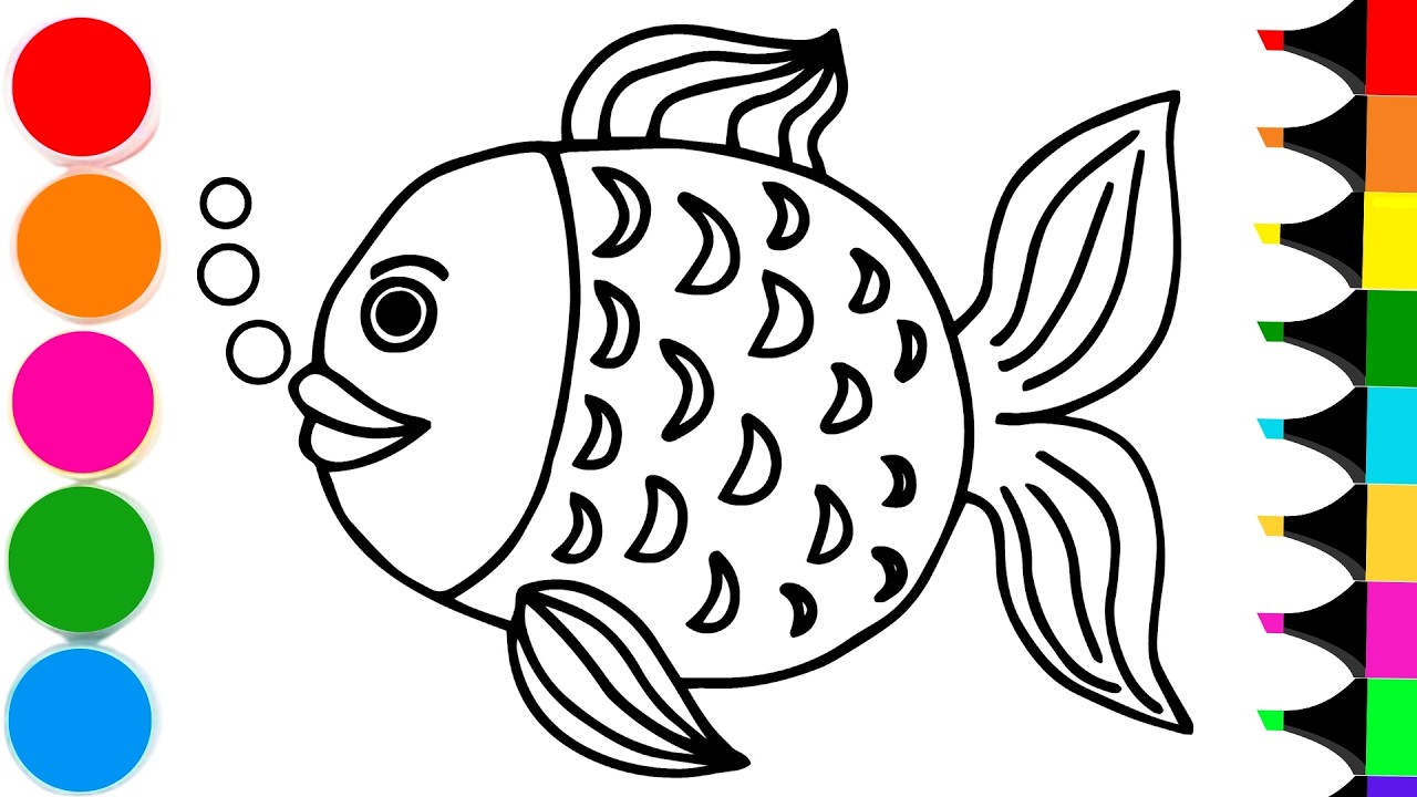 How to Draw Cartoon Fish | Drawing and coloring a Cute Fish