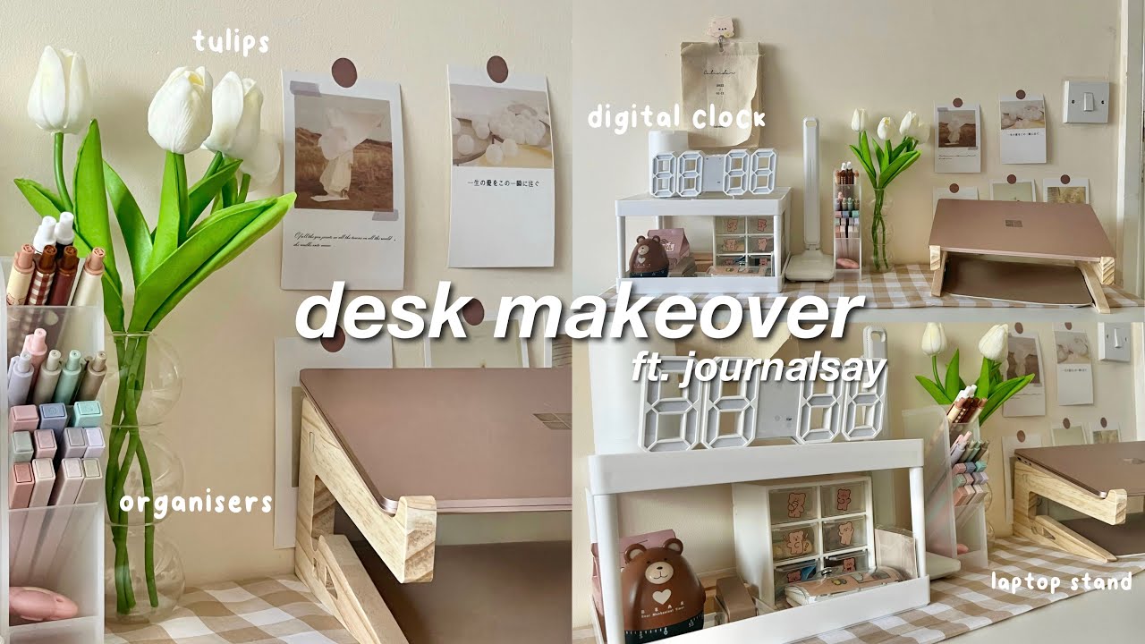 aesthetic desk makeover🍃| korean,pinterest inspired, stationery haul ft. journalsay