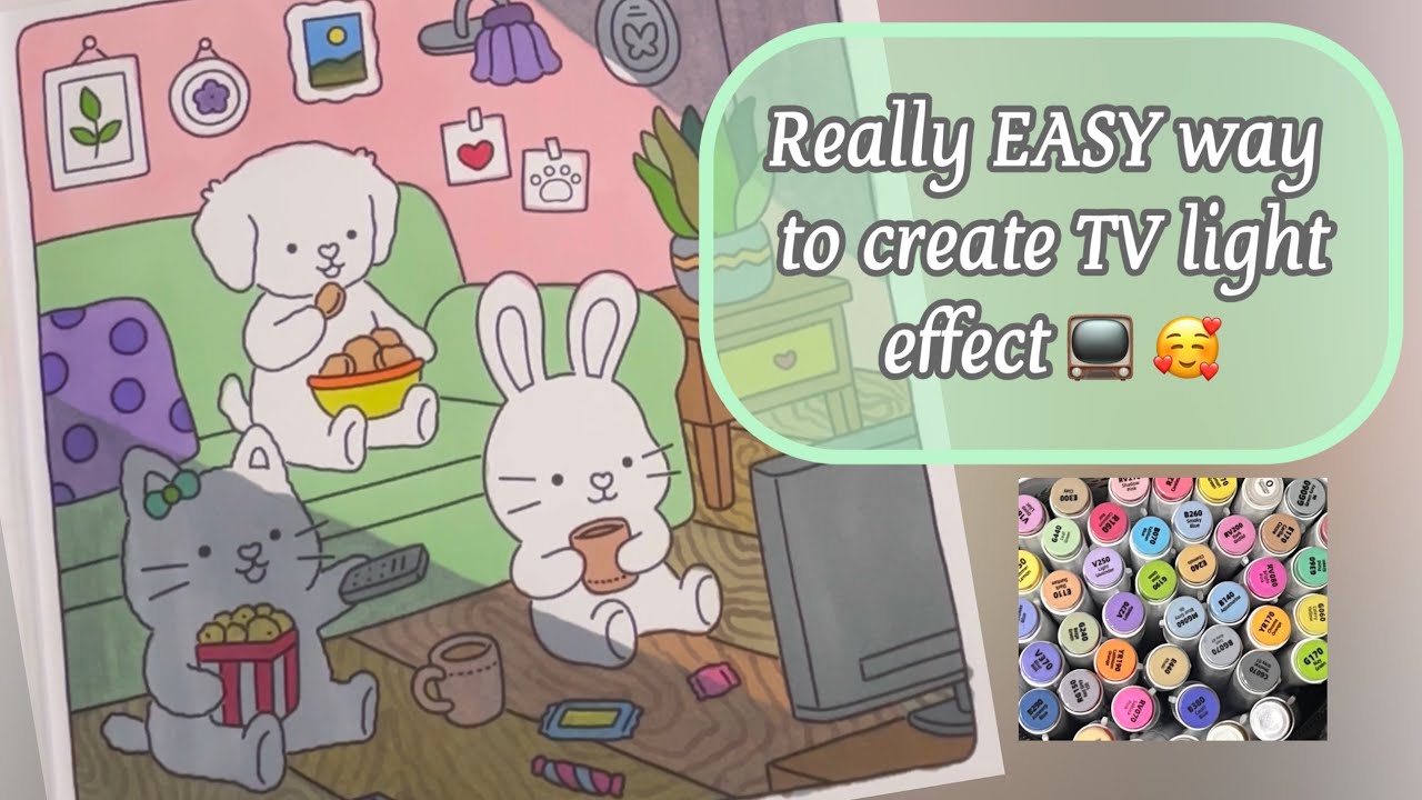 COLOUR WITH ME TUTORIAL | EASY tv light effect 📺 adult colouring book