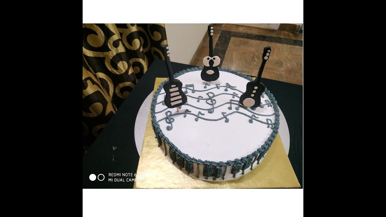 Music Theme Birthday Cake Decoration- Piano, Guitar ... [Part I]