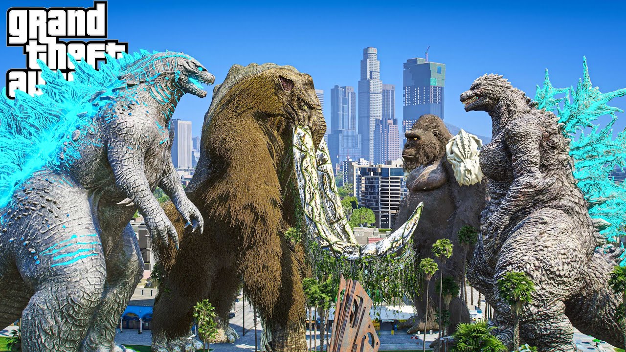 Godzilla, Titan Behemoth vs Godzilla Minus One, Kong - The Legacy of Monsters ( GTA V Mods )