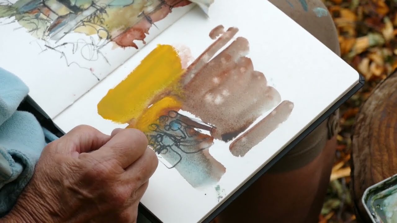 Monika Reiter, Aquarellstart, draußen 2, Aqua-Sketching vor Ort