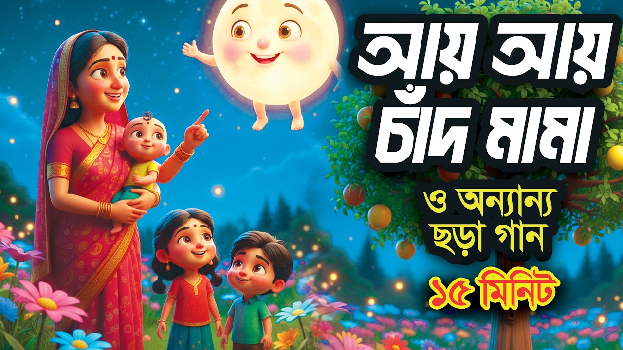 আয় আয় চাঁদ মামা   I বাংলা ছড়ার বাক্স I 3D Bangla Rhymes I Hutum School Rhymes - বাংলা ছড়া