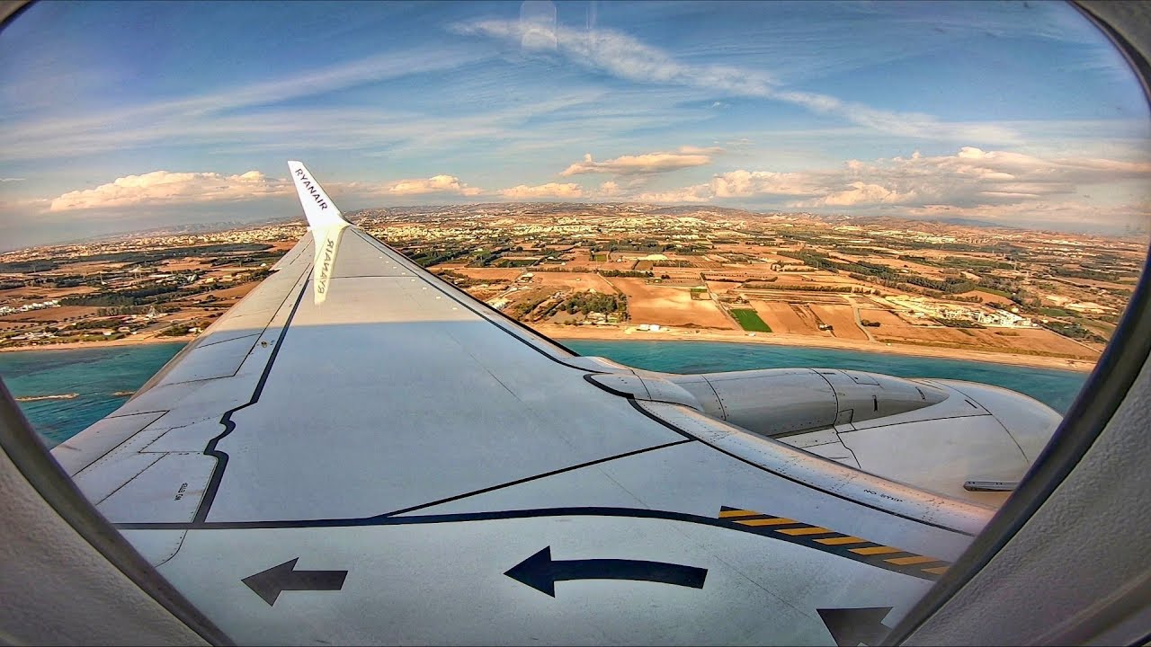 Ryanair Boeing 737-800 Landing at Paphos Airport | GoPro 7 Black | Wing View