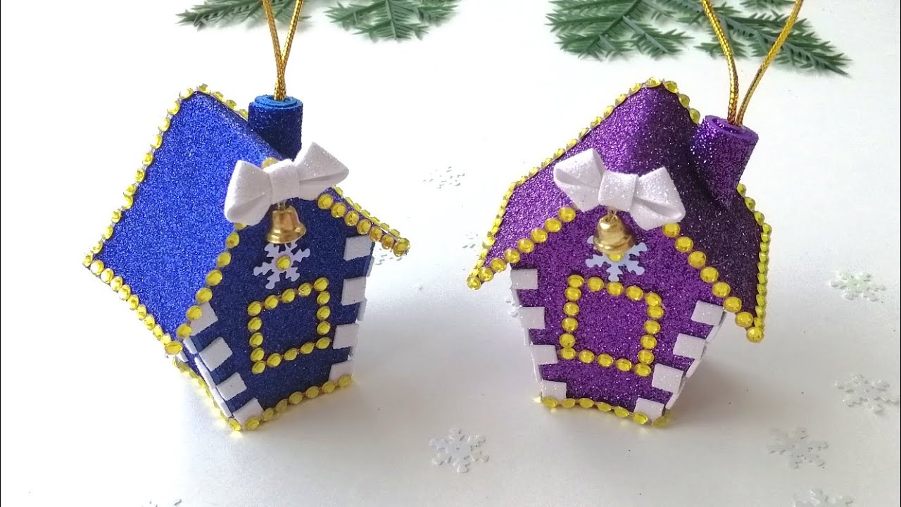 Новогодний ДОМИК на ёлочку 🎄Игрушки из фоамирана своими руками 🎄Новогодний декор