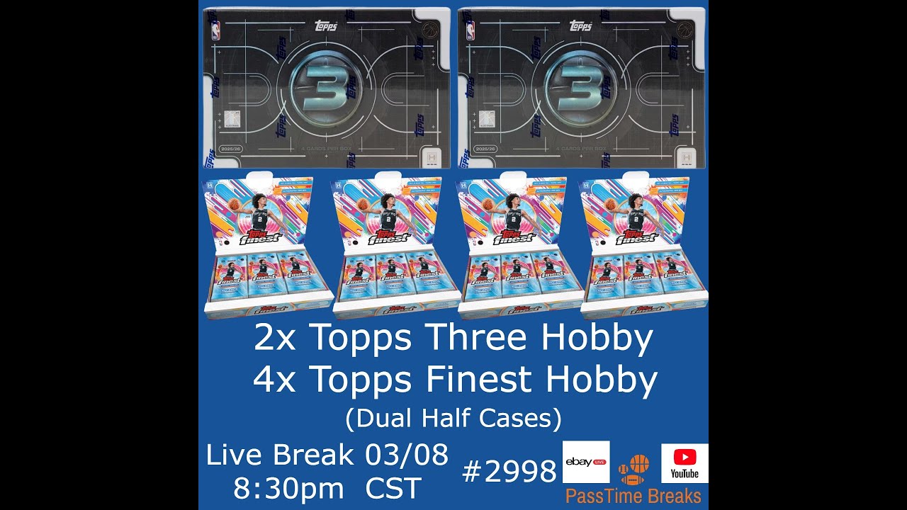 03/08 - 2025-26 TOPPS THREE FINEST BASKETBALL - DUAL HALF CASE PYT #2998 LIVE BREAK