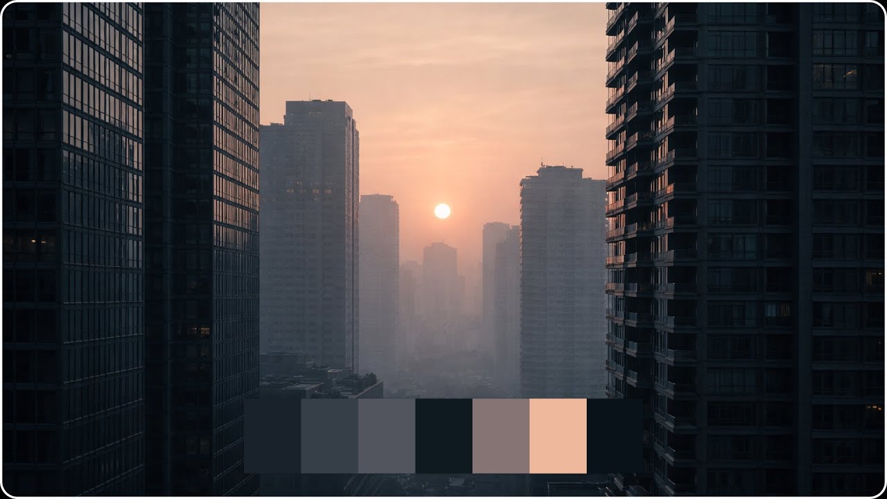 Smog-Tinted Sunrise Between High-Rises — Cinematic Color Palette | Color Vibe Archive