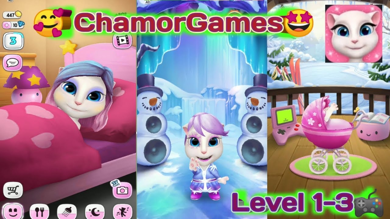 My Talking Angela: Level 1-3 Changela is dancing and playing Unicorns Game |Chamor Games