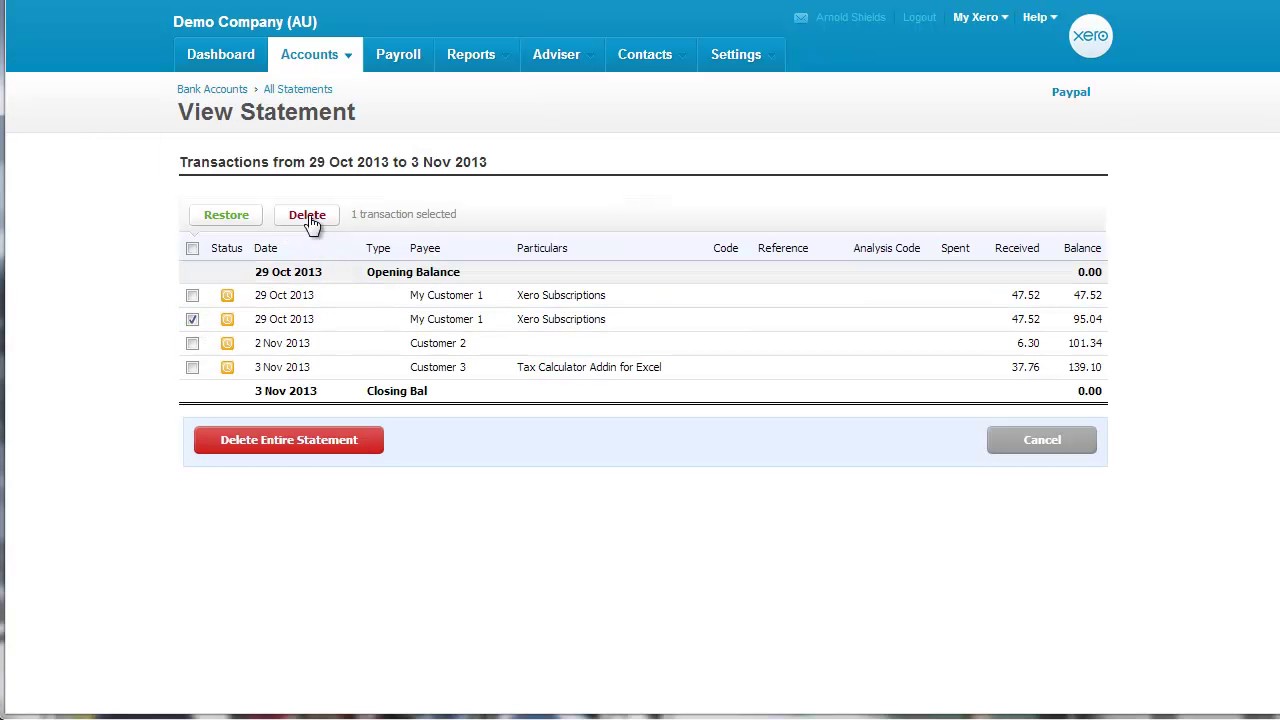Remove Duplicate Entries in Paypal Xero Bank Feeds