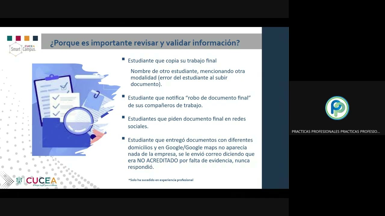 Sesión informativa del programa de practicas profesionales CUCEA-Experiencia Profesional