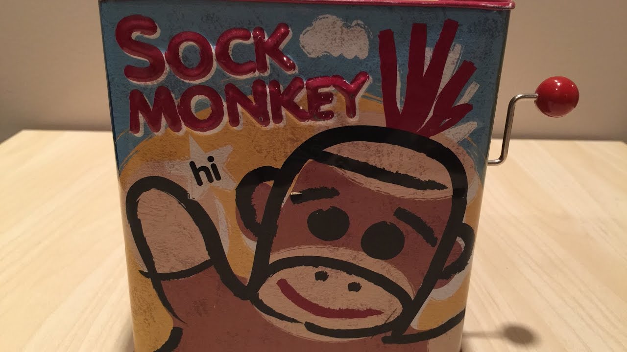 Adorable Schylling Sock Monkey Jack In The Box