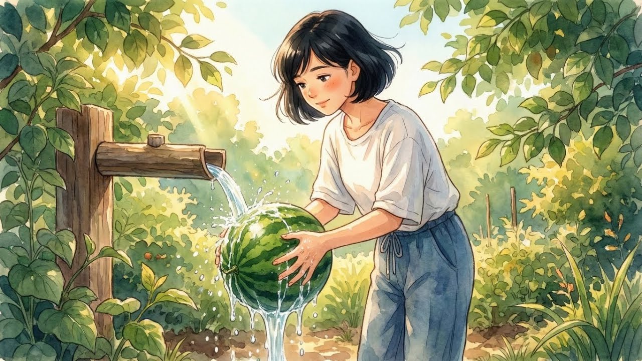 🌸 A Quiet Garden, A Growing Heart | Soft Ghibli ASMR Atmosphere 💖 🍉🍓🥬
