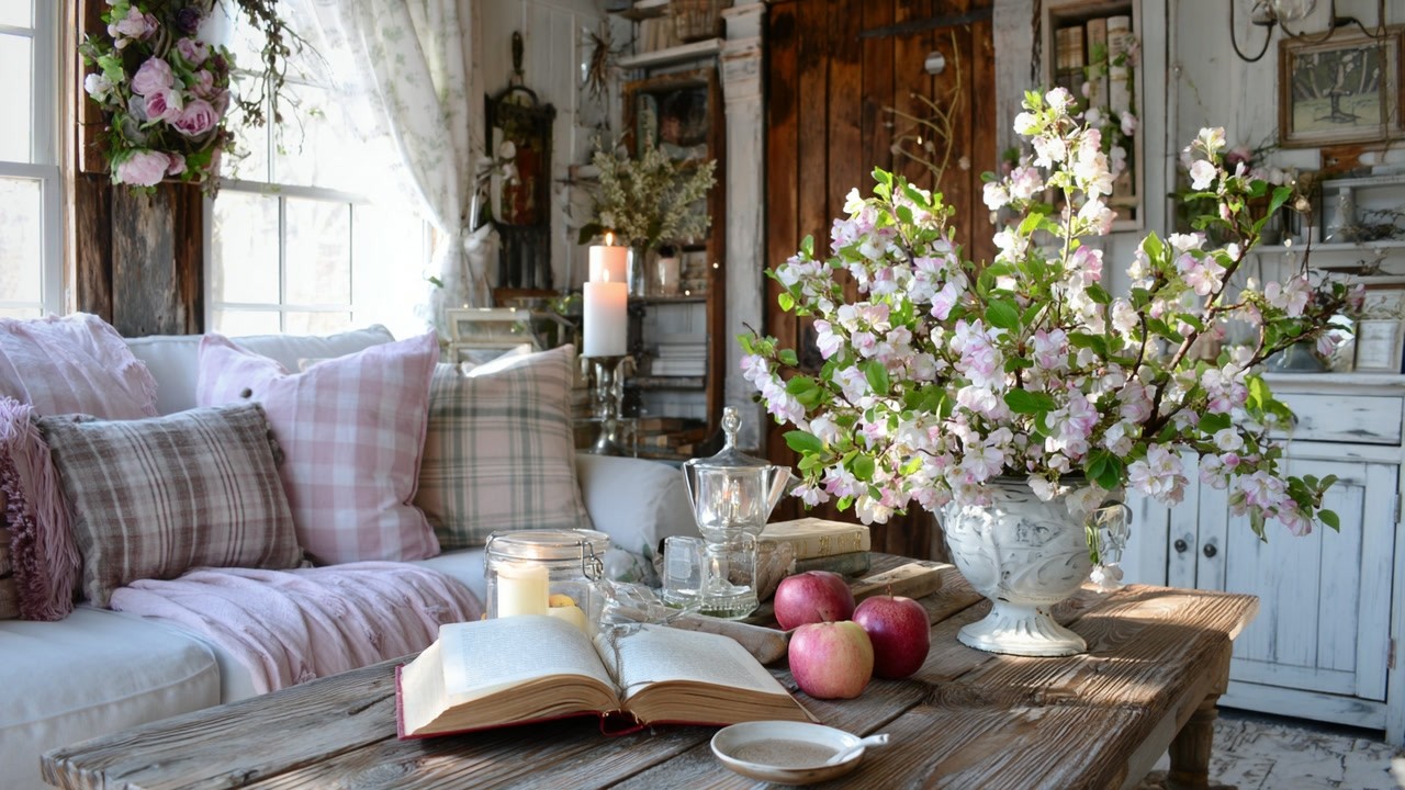 Rustic Farmhouse Spring Decor Tour: Romantic Shabby Chic Cottagecore Style for Cozy Living