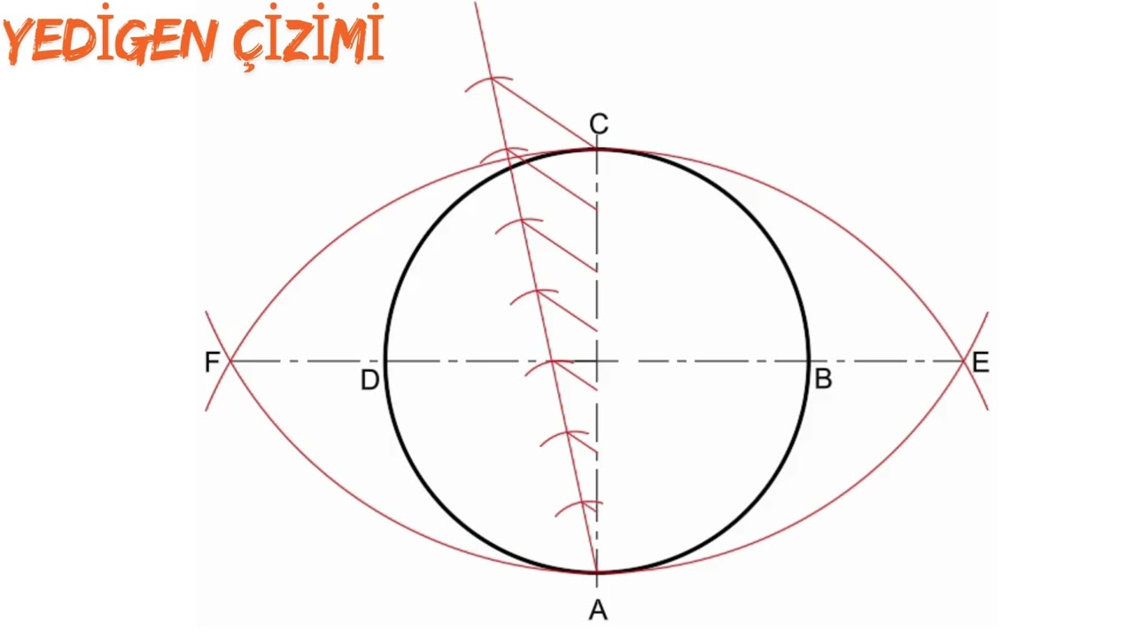 15-Teknik Resimde Genel Çokgen Çizim Metodu-Yedigen Çizimi