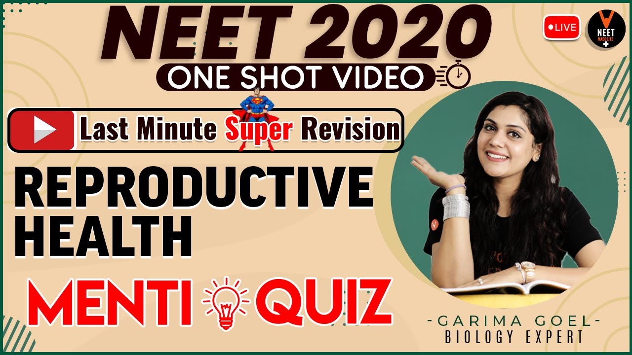 Reproductive Health Class 12 Question and Answer | NEET 2020 Preparation | NEET Biology |Garima Goel