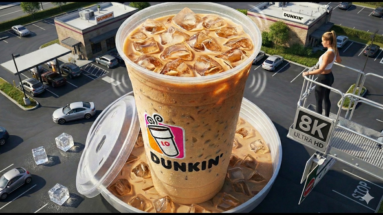 Would you dive into this Giant Dunkin’ Pool? ☕🏊‍♀️-#ASMR#OddlySatisfying#CoffeeLovers