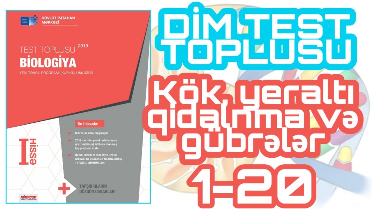 Biologiya DİM test toplusu 2019. Kök, yeraltı qidalanma və gübrələr