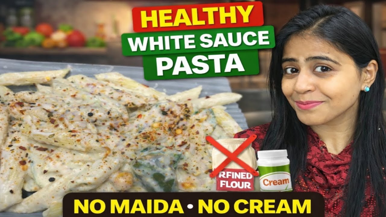 Healthy White Sauce Pasta without maida and without cream 🍝💚 | white sausa pasta 