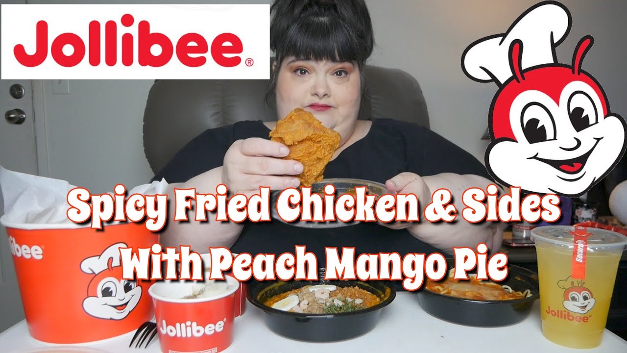 Jollibee Spicy Fried Chicken & Sides With Peach Mango Pie Mukbang