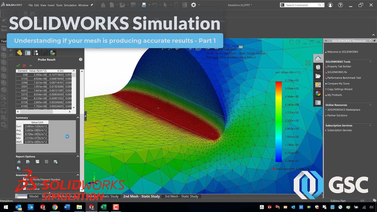 Part 1: SOLIDWORKS Simulation | Convergence | Finite Element Analysis (FEA) | Meshing