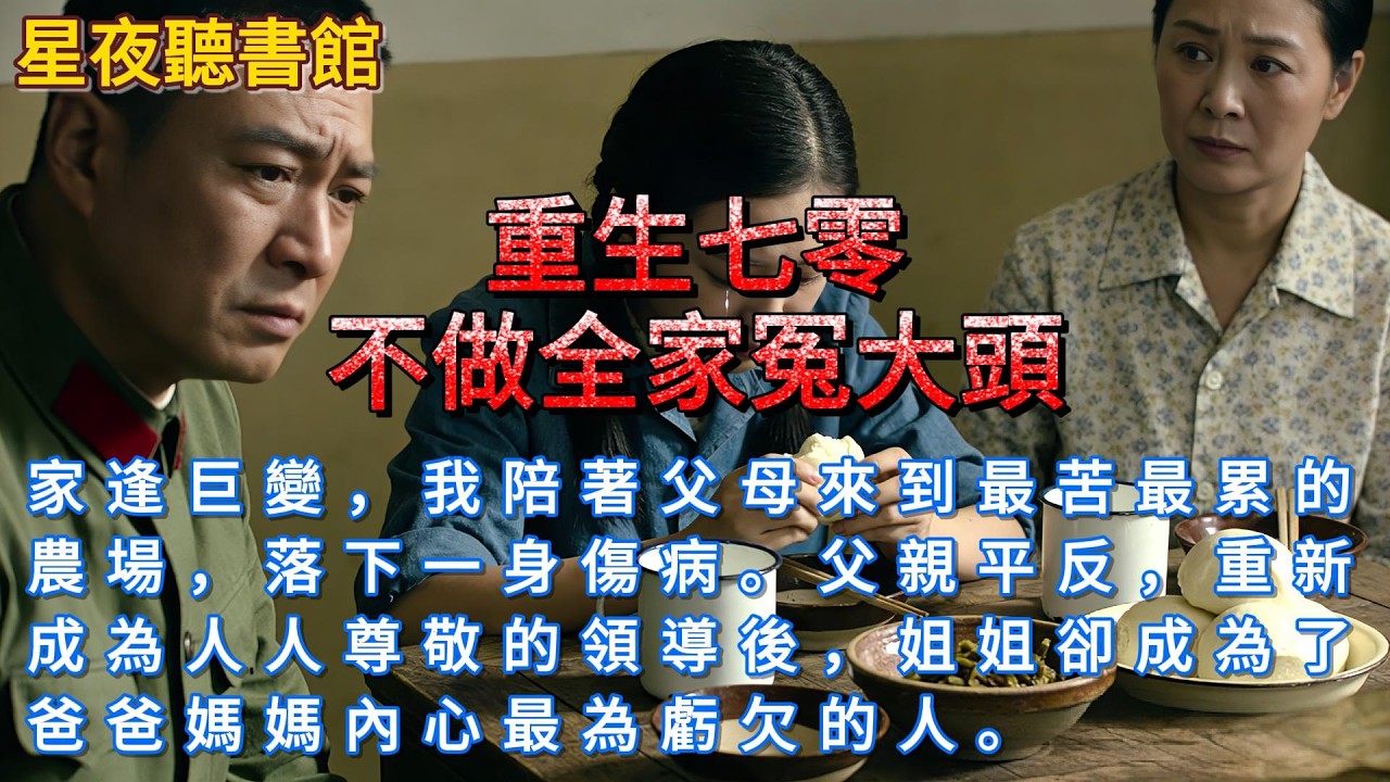《重生七零：不做全家冤大頭》家逢巨變，我陪著父母來到最苦最累的農場，落下一身傷病。父親平反，重新成為人人尊敬的領導後，姐姐卻成為了爸爸媽媽內心最為虧欠的人。#一口氣看完 #小說推文 #重生 #爽文
