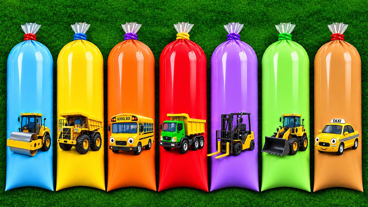 Menemukan Mainan Mobil Kontruksi, Excavator, Tractor, Buldozer, Forklift, Silinder, Crain,Truk Molen