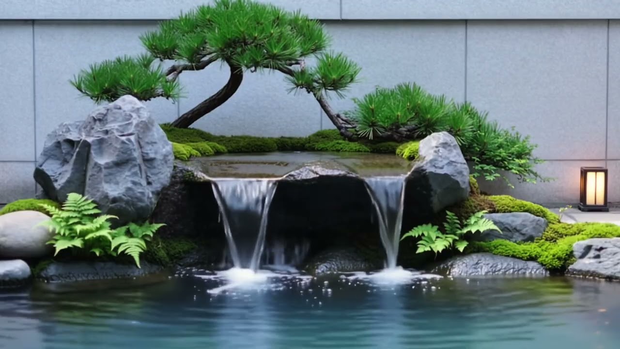 Gentle Garden Waterfall & Bird Sounds | Relaxing Natural Ambience (5 Hours)