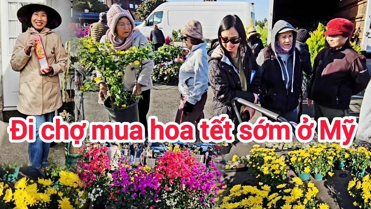 Đi chợ tết sớm mua hoa tết đẹp ở Mỹ, cuộc sống của người Việt ở SanJose 