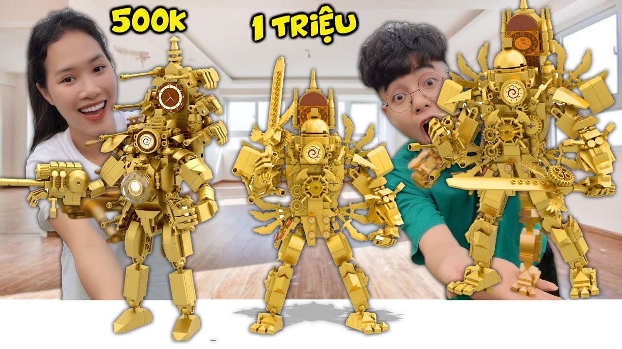 THẮNG TÊ TÊ HẰNG NGA SOLO LẮP LEGO TITAN CLOCK MAN 500K VỚI TITAN CLOCK MAN 1 TRIỆU