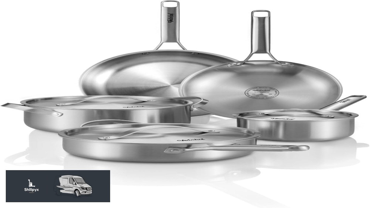 Stainless Steel Cookware Set 8 Pcs Tir Ply Pots and Pans Set PFOA&PTFE