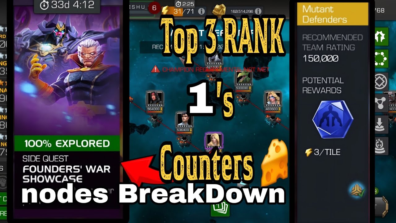 Founders War ShowCase: mutant  defenders | nodes explain wit Rank 1 || #mcoc  #eventquest