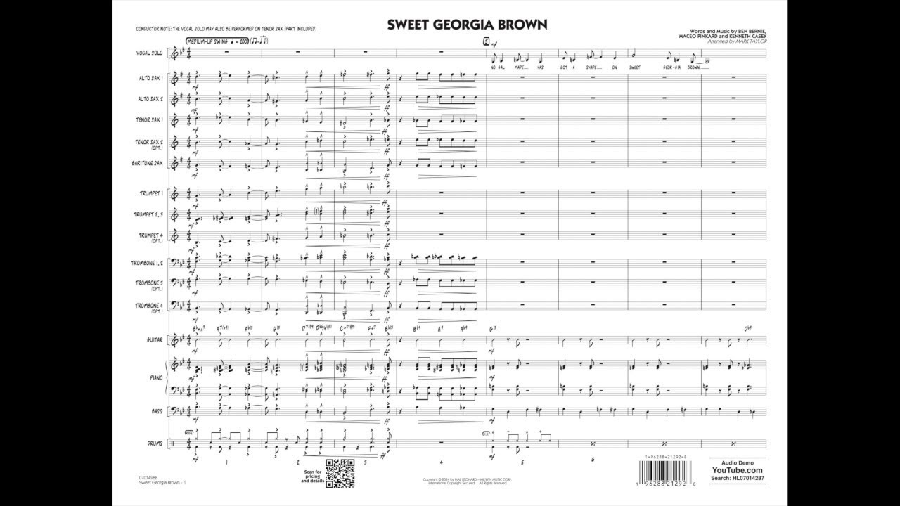 Sweet Georgia Brown arranged by Mark Taylor