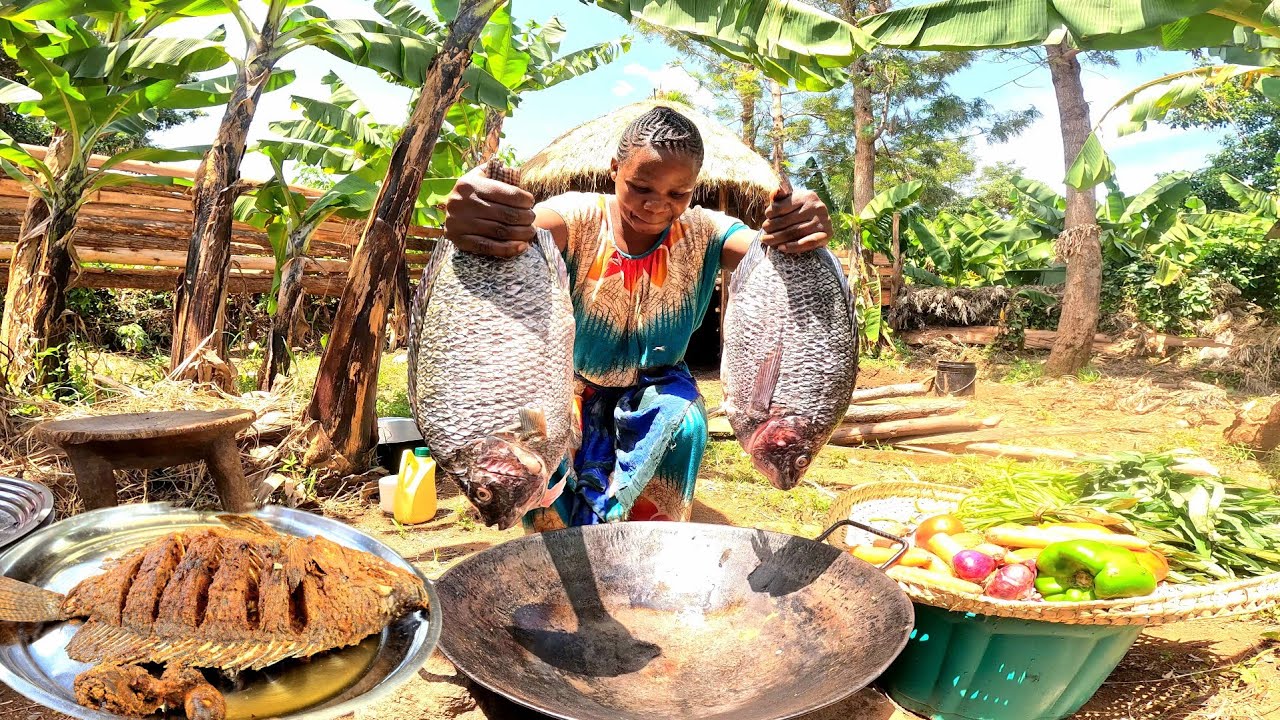 African Young mom Makes Delicious Fish Dish For Family 