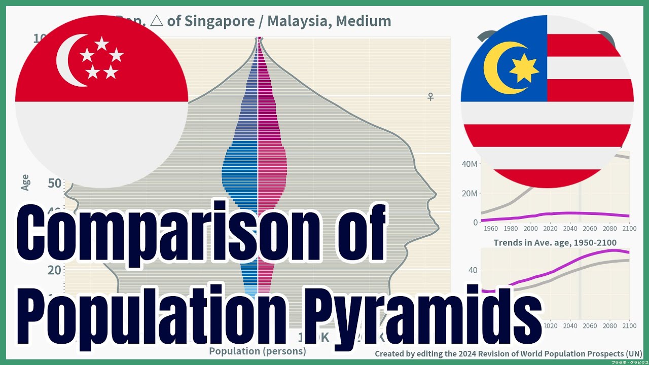 [🇸🇬Singapore vs 🇲🇾Malaysia] Comparison of Population Pyramids (1950-2100), 4 scenarios, #wpp2024