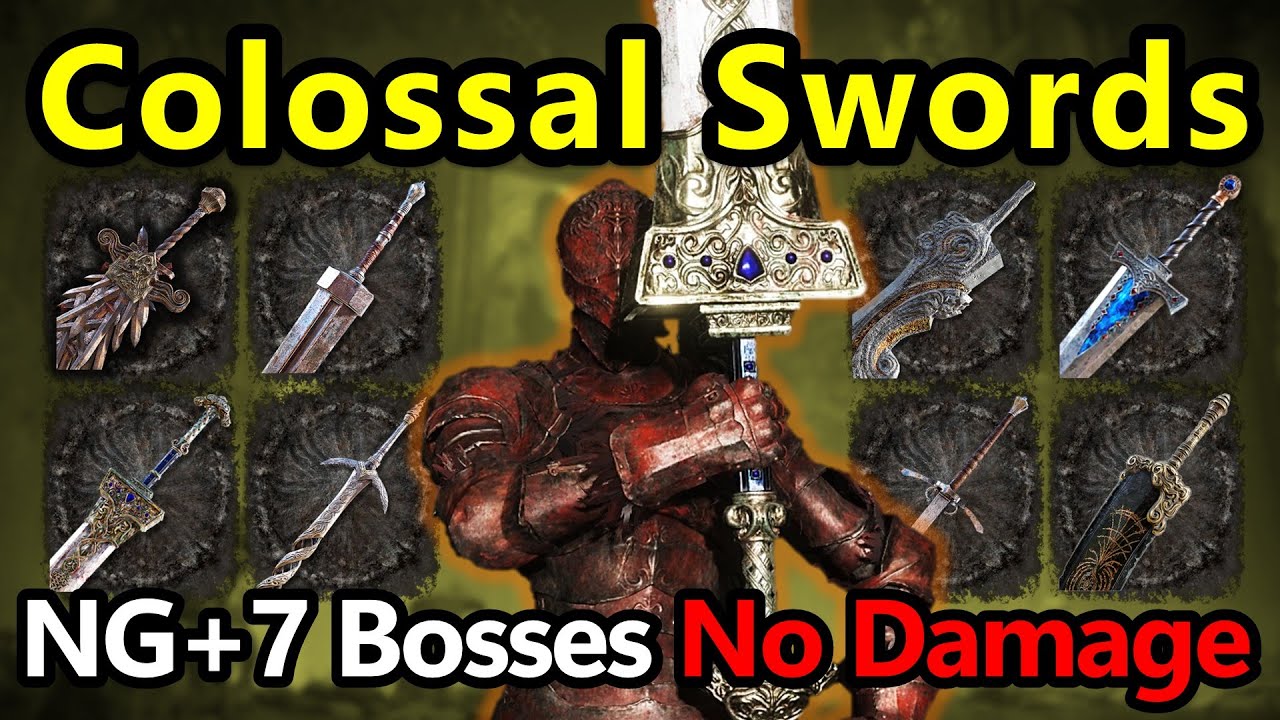 Elden Ring - Colossal Swords Build vs NG+7 Bosses (No Damage)