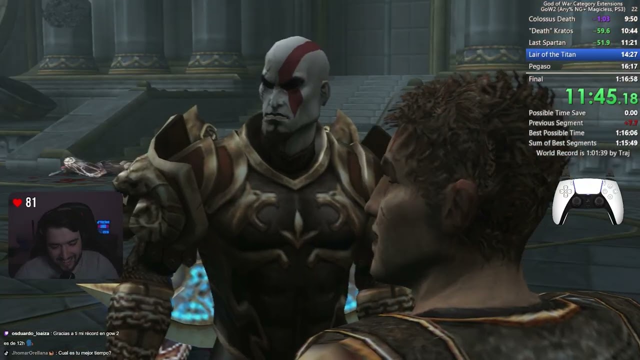 GOD OF WAR 2 ANY%NG+ MAGICLESS (1:06:35) SPEEDRUN