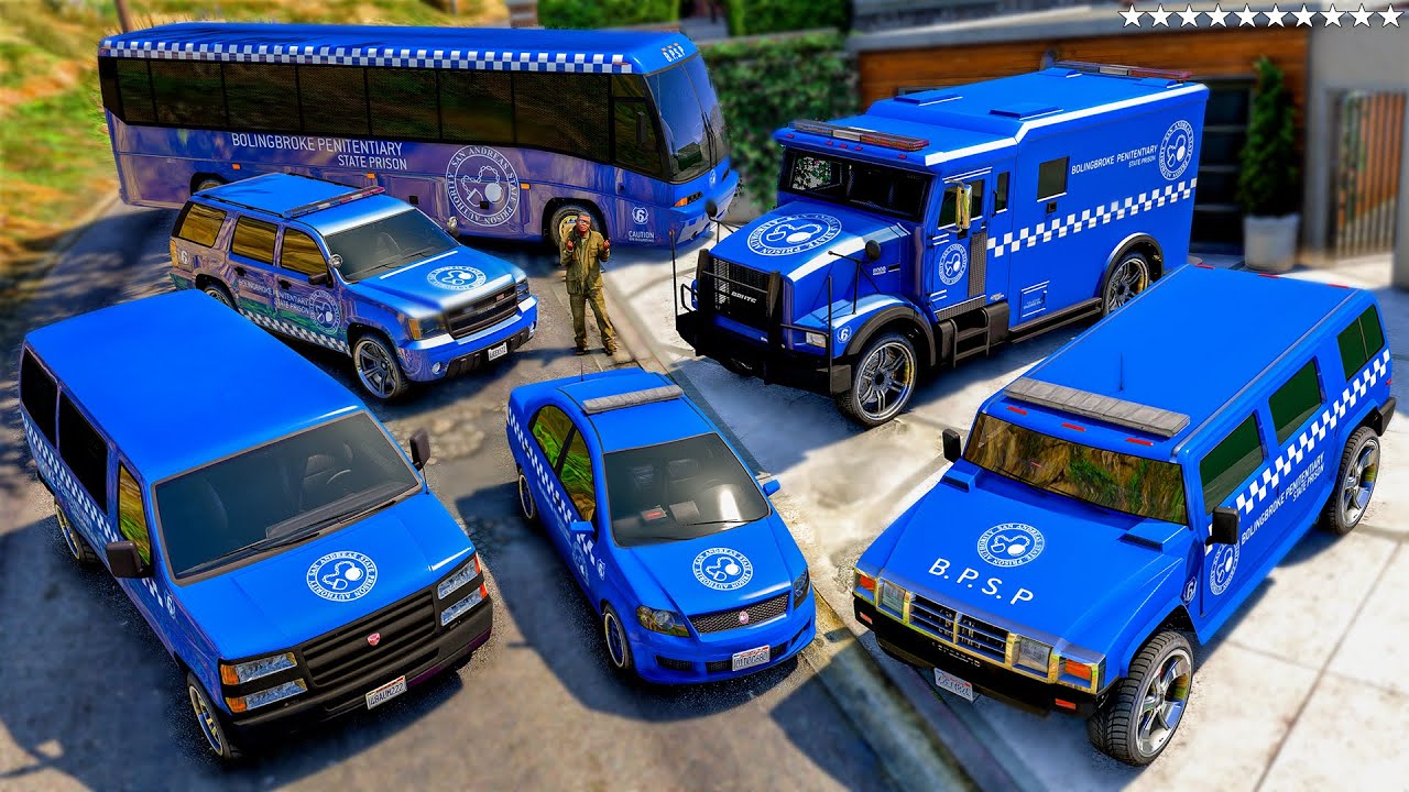 GTA 5 - Stealing PRISON CARS with Franklin! (Real Life Vehicles #43)