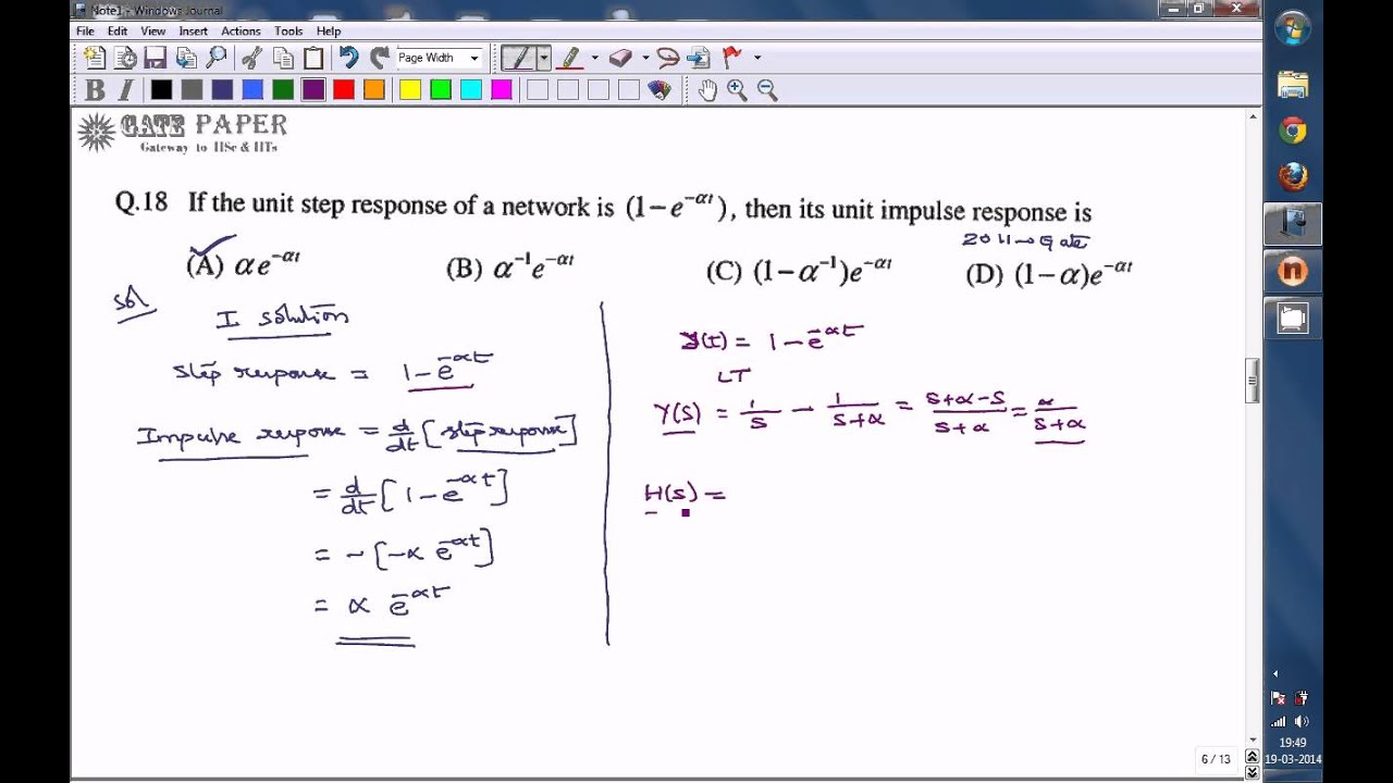 GATE 2011 ECE - Response of a system with unit impulse