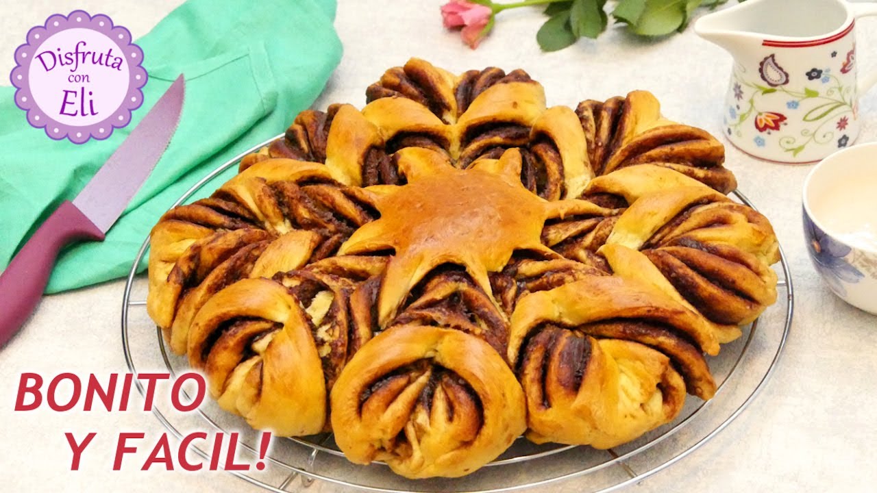 Estrella de nutella y nuez / pan dulce delicioso