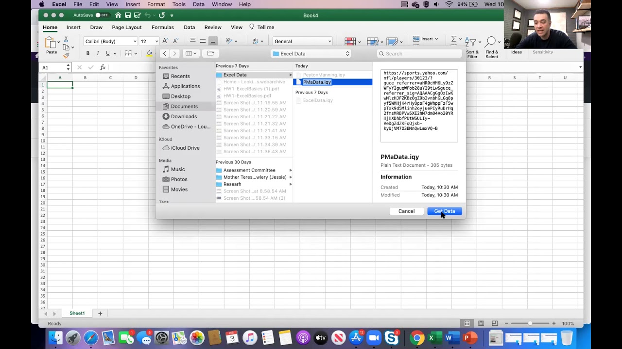 Insert External Data (Website) In Excel Using MAC (Apple)
