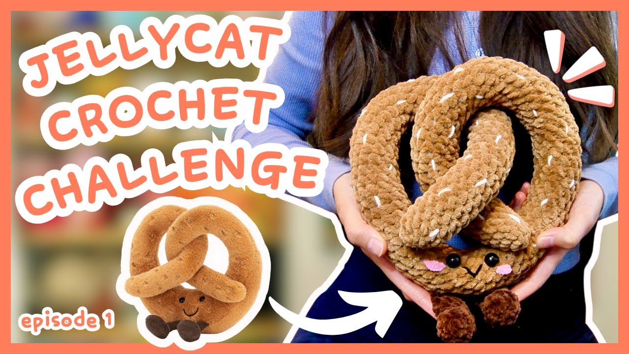 Can I crochet a JELLYCAT PRETZEL?! 🧶🥨 | Jellycat crochet challenge & crochet with me vlog!
