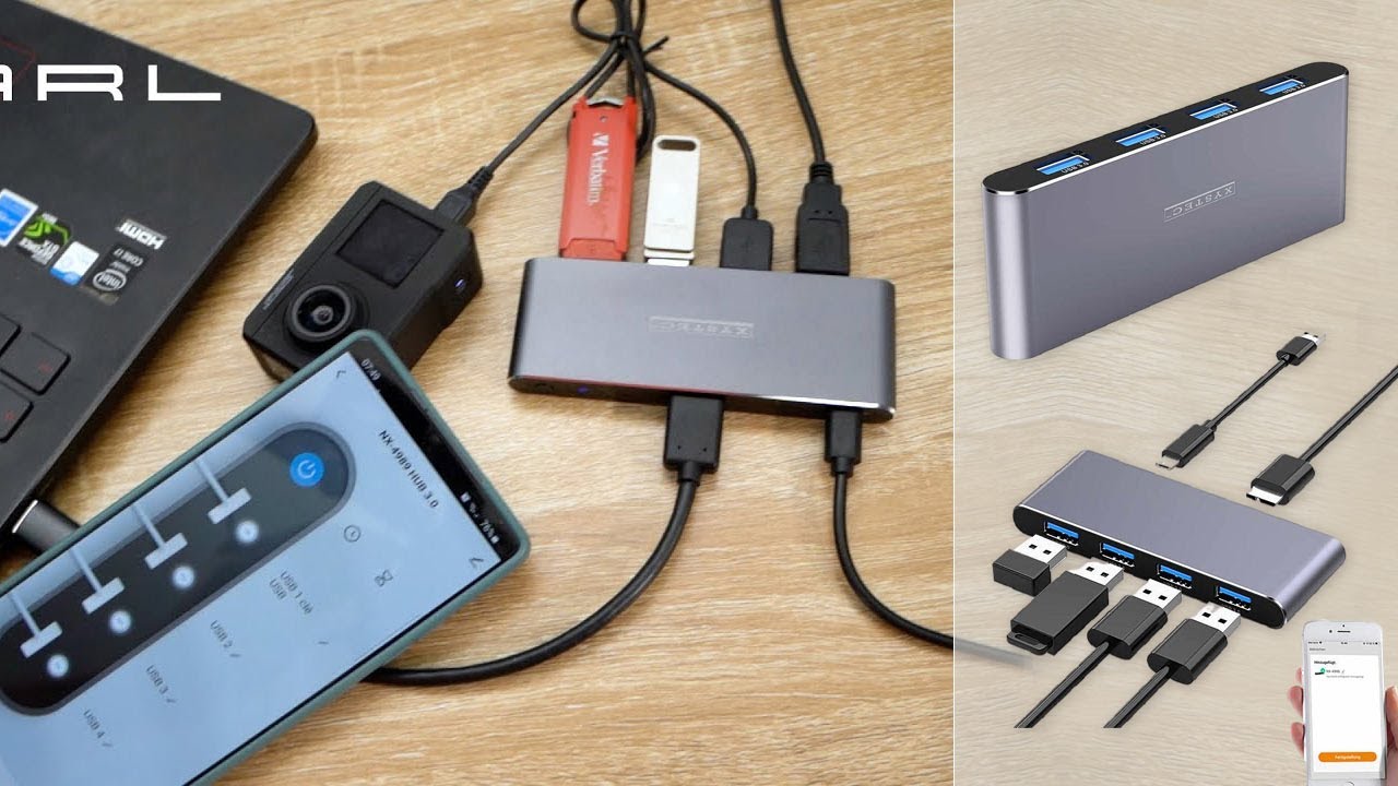 Hub 4 ports USB 3.0 connecté compatible avec commandes vocales Xystec [PEARLTV.FR]