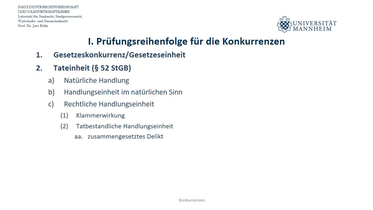 Grundlagen der Konkurrenzen im Strafrecht