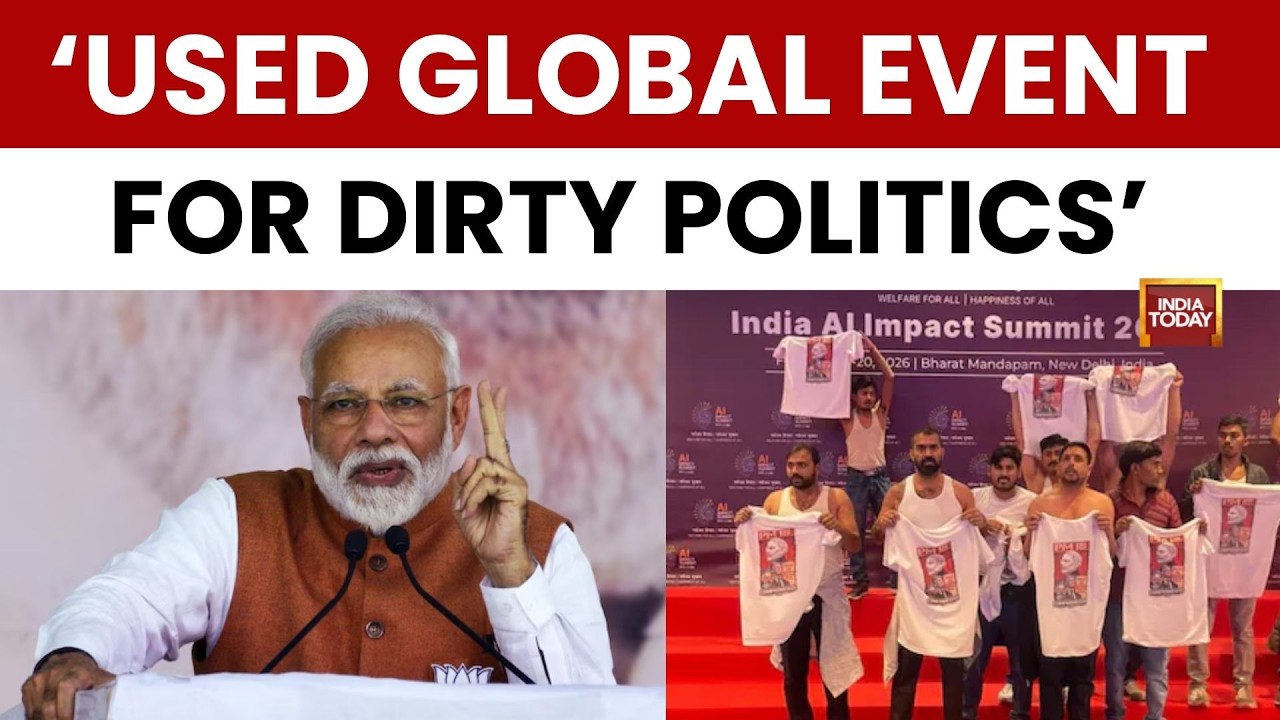 PM Modi Criticises Congress Over ‘Shirtless Protest’ at AI Summit |  Rahul Gandhi | Bharat Mandapam