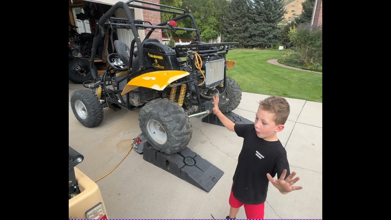 6 Year Old Gets GoKart Started after years of sitting