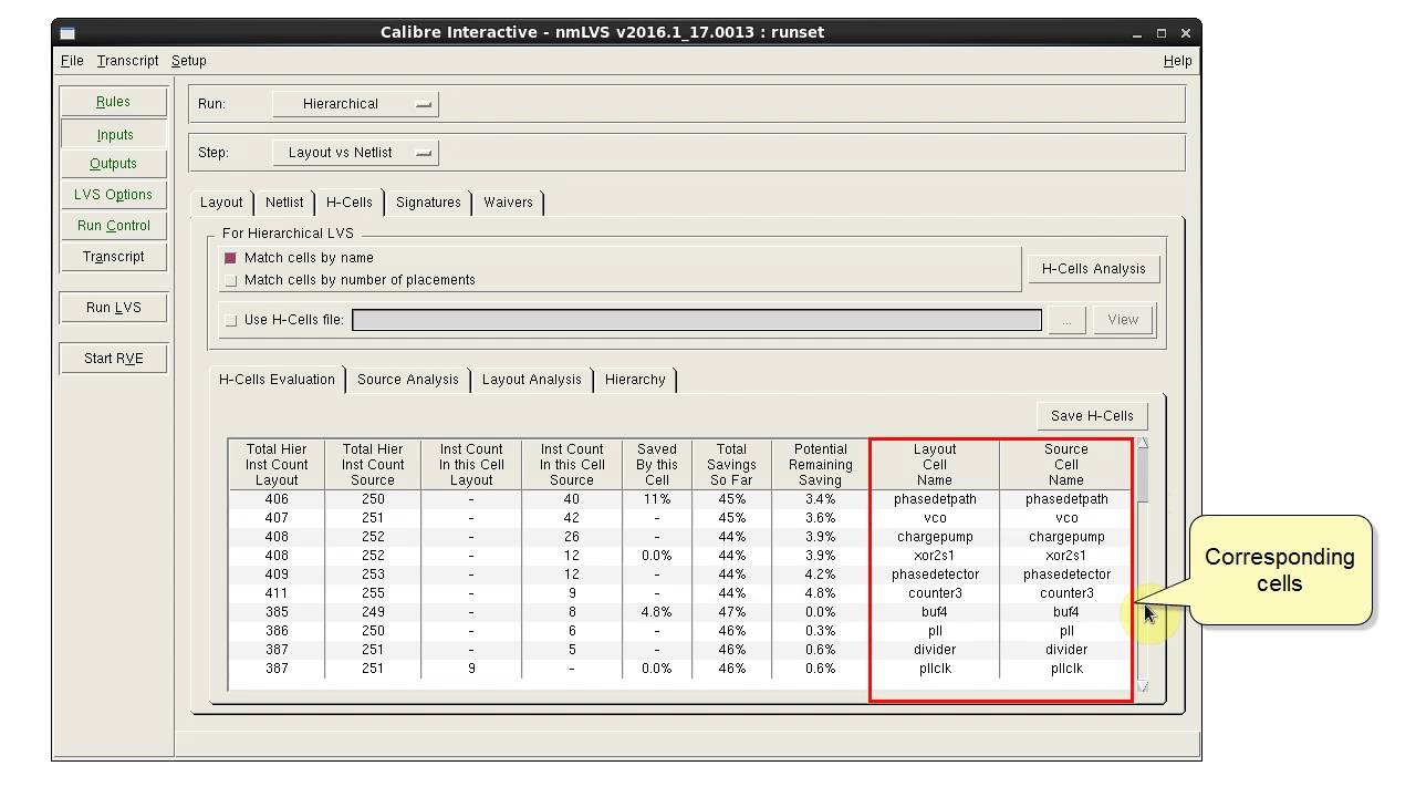 How to create an initial Hcell list for Calibre LVS jobs, using Calibre Interactive
