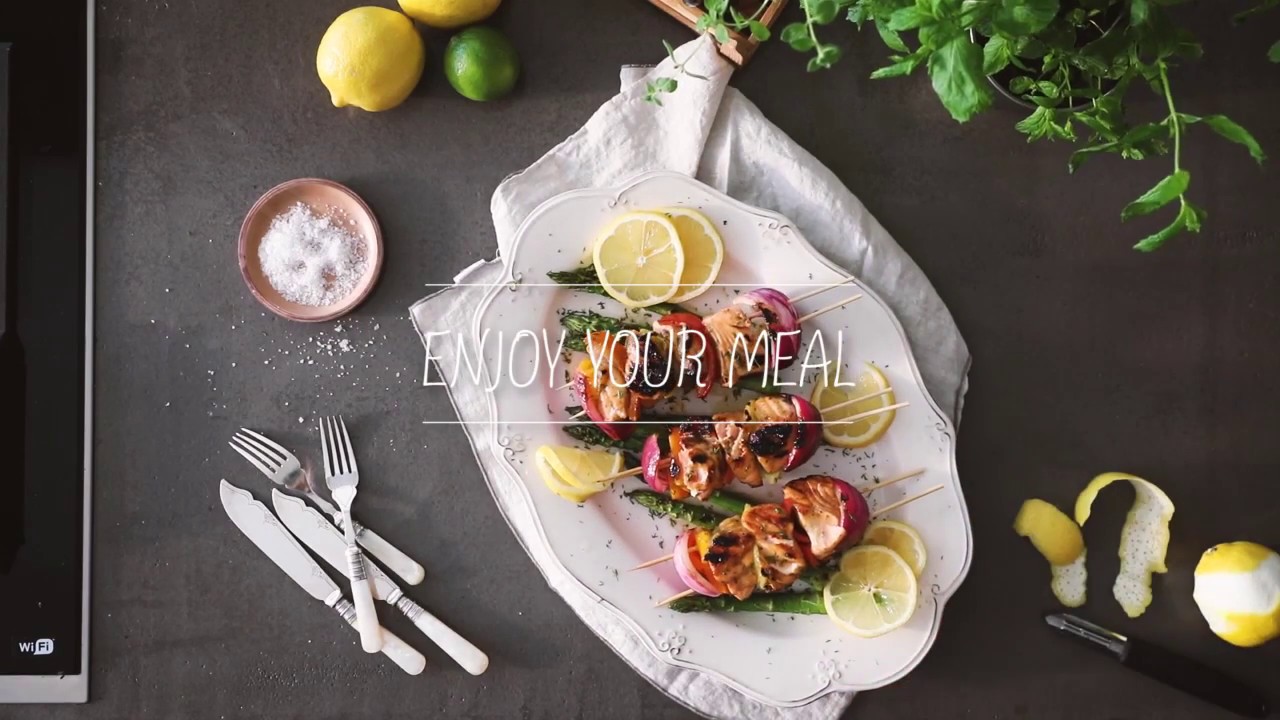 Grilled salmon kebabs glazed in lemon and mustard by CUCINA CARUSO