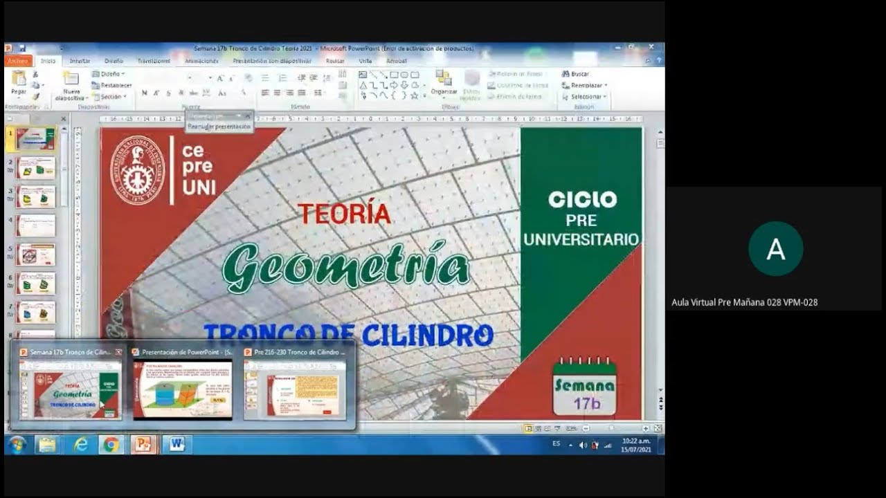 CepreUNI - Geometría 17.2 / TRONCO DE CILINDRO